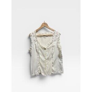 Vintage Lane Bryant Lace Ruffle Tank Women’s 18 Ethereal Flirty White Top